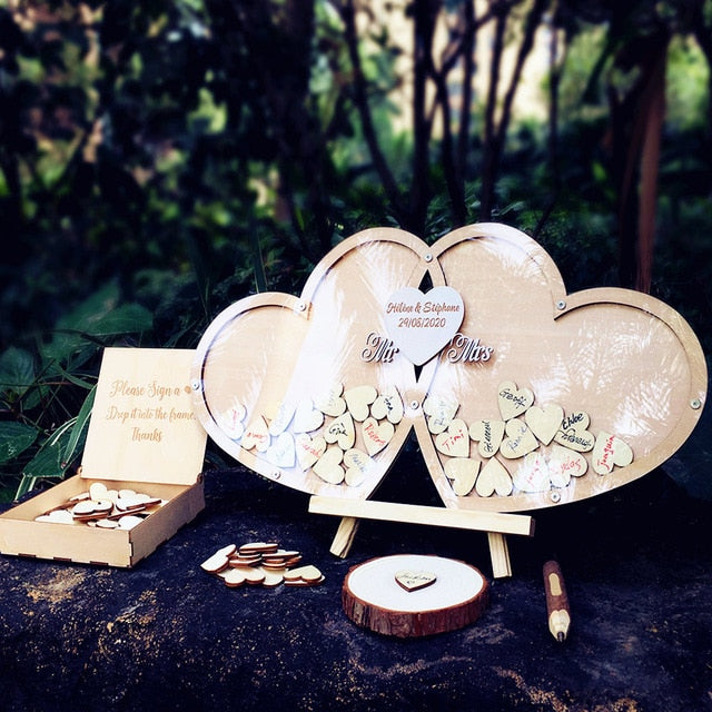 Guestbook Wedding Personalized Wedding Deco Custom Wood Guestbook Sign with Pen Set