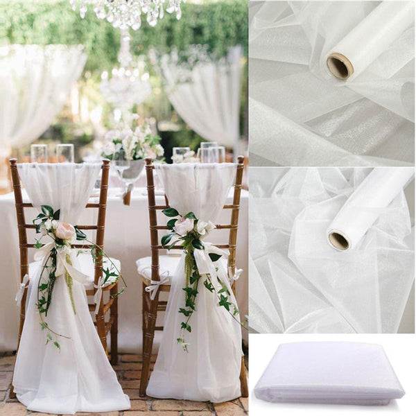 5/10M Sheer Crystal Wedding Tulle Roll Organza Fabric For Wedding  Ceremony
