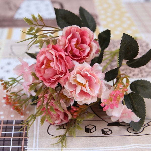 DIY Party Decoration Vintage Silk Artificial Flowers Small Rose Wedding Fake Flowers