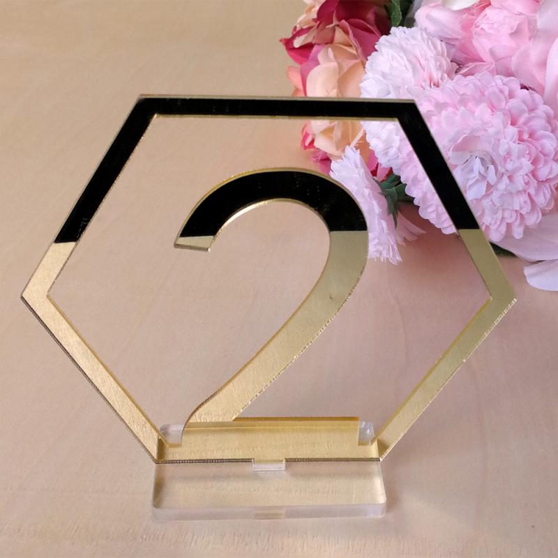 Table Number Signs for Wedding Party Decor, silver or Gold Acrylic Number