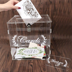 OurWarm Clear Acrylic Wedding Card Box with Lock and Card Sign for Wedding Reception