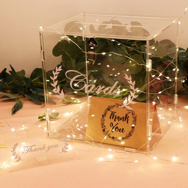 OurWarm Clear Acrylic Wedding Card Box with Lock and Card Sign for Wedding Reception
