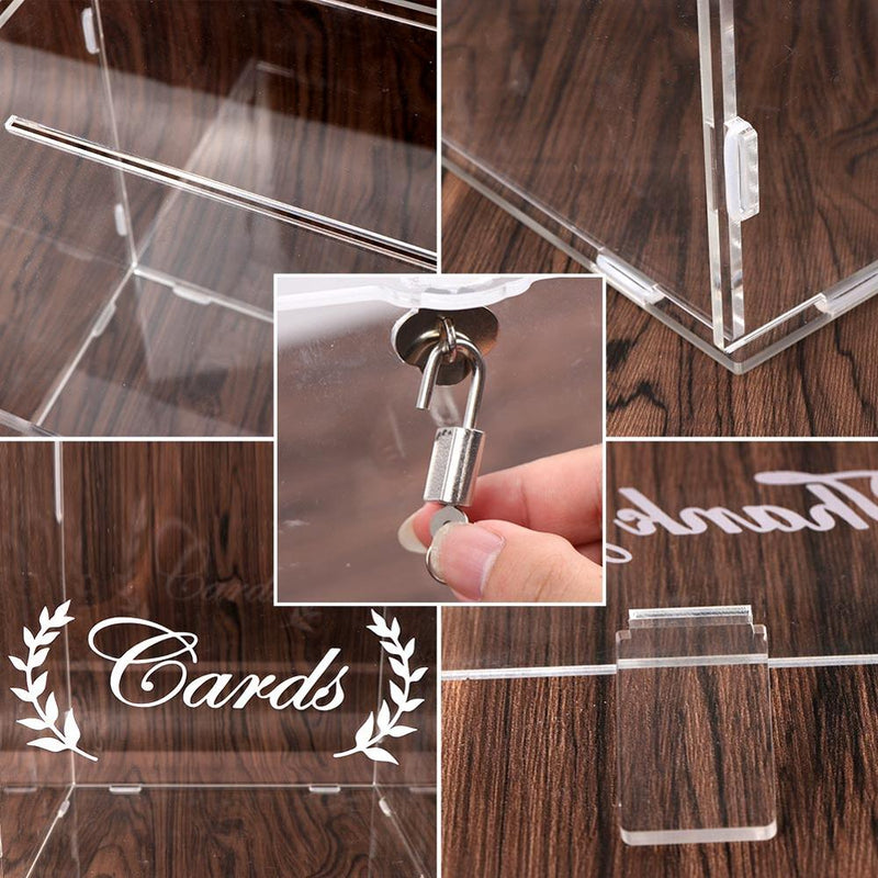 OurWarm Clear Acrylic Wedding Card Box with Lock and Card Sign for Wedding Reception