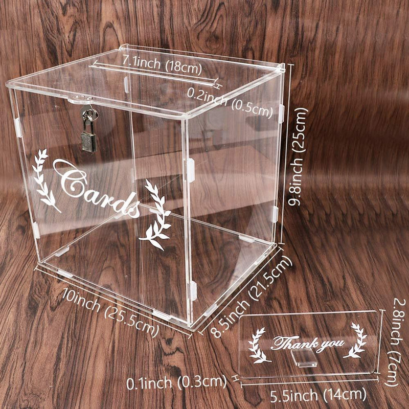 OurWarm Clear Acrylic Wedding Card Box with Lock and Card Sign for Wedding Reception