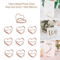 10pcs Love Shape Metal Photo Clip Wedding Signs Wedding Table