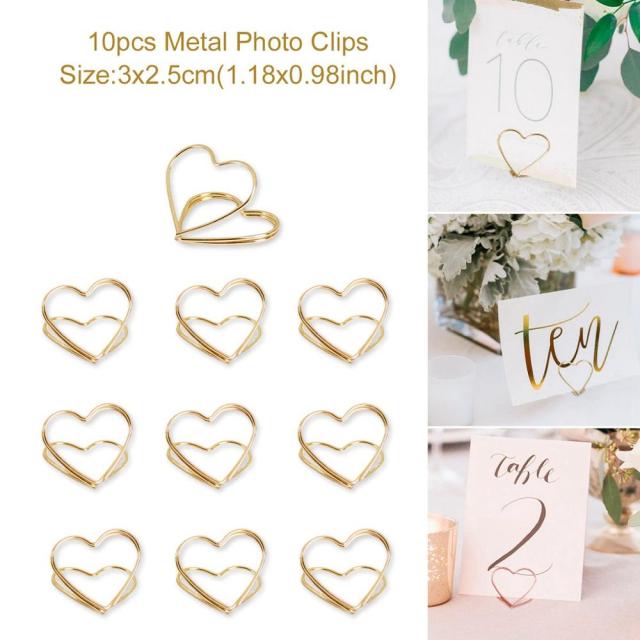 10pcs Love Shape Metal Photo Clip Wedding Signs Wedding Table