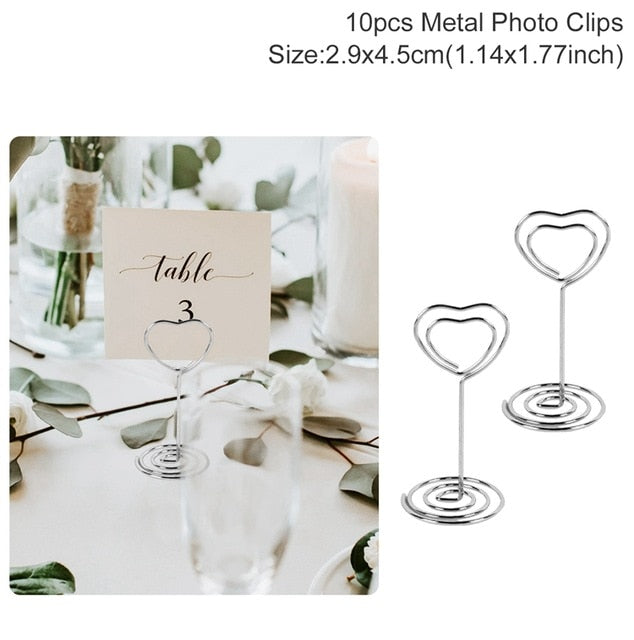 10pcs Love Shape Metal Photo Clip Wedding Signs Wedding Table