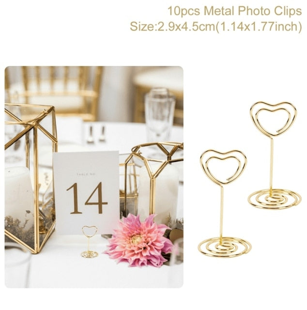 10pcs Love Shape Metal Photo Clip Wedding Signs Wedding Table