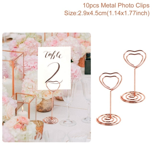 10pcs Love Shape Metal Photo Clip Wedding Signs Wedding Table