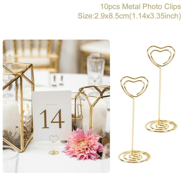 10pcs Love Shape Metal Photo Clip Wedding Signs Wedding Table