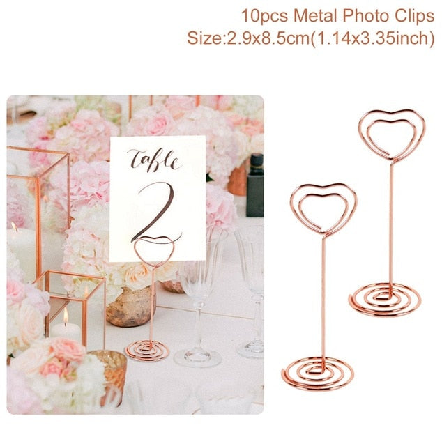 10pcs Love Shape Metal Photo Clip Wedding Signs Wedding Table