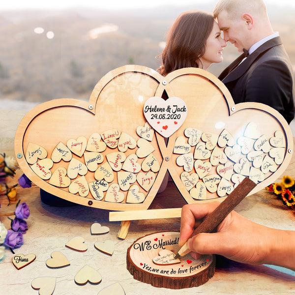 Guestbook Wedding Personalized Wedding Deco Custom Wood Guestbook Sign with Pen Set