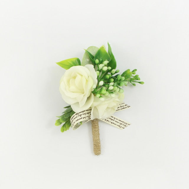 Men Boutonniere Buttonhole Rose Brooch Bride Wedding Wrist Corsage Bracelet