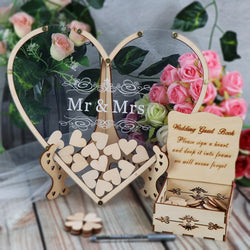 Heart shape Transparent Wedding guest book Decoration Rustic Sweet Heart Drop box