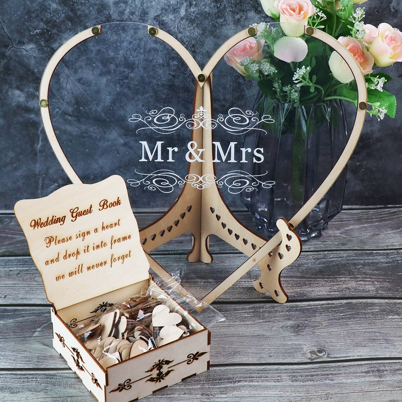 Heart shape Transparent Wedding guest book Decoration Rustic Sweet Heart Drop box