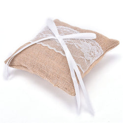 Wedding Ceremony Ring Pillow Flower Basket Lace Burlap Bowknot Vintage Basket