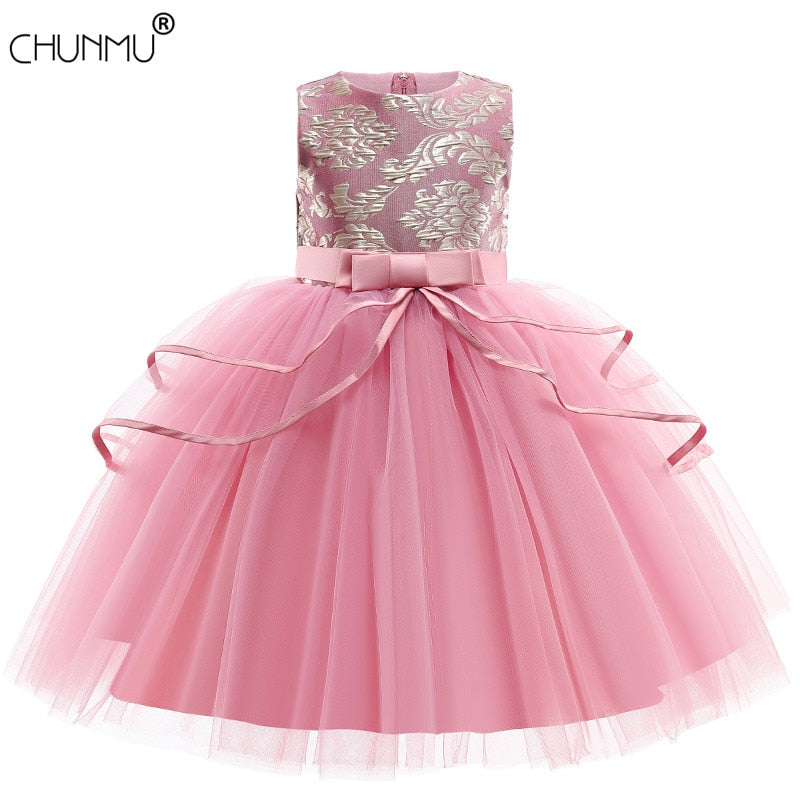 Flower Kids Dresses For Girls Lace Embroidery Dress Wedding Ceremony