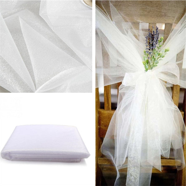 !48cm*5meter Sheer Crystal Organza Tulle Roll Fabric For Draping Wedding Ceremony
